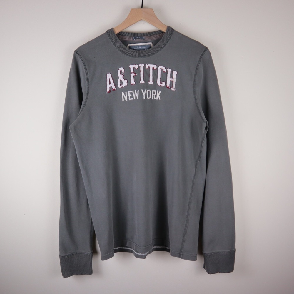 Abercrombie‎ & Fitch Heavyweight Long Sleeve Shirt Gray Adult Large 21x29